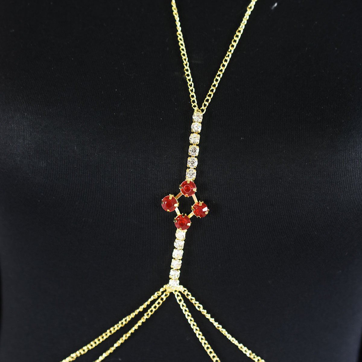 Wholesale Waist Chain Belt Heart Diamond Chest Body Jewelry Luxury Tassel Flashing Rhinestone Heart Body Chain For Women