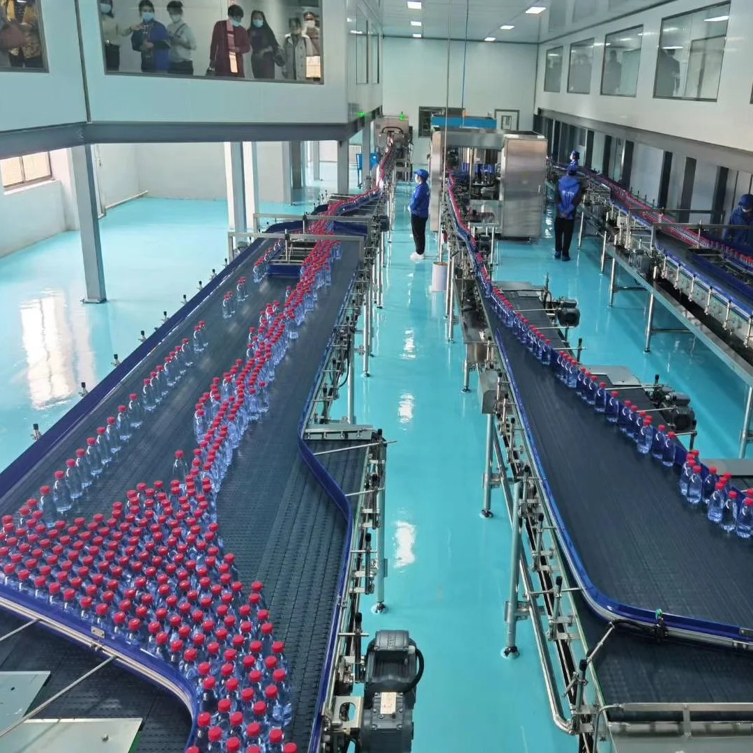 Plastic Filled Bottle Flat Chain Conveyor Belt System Machine