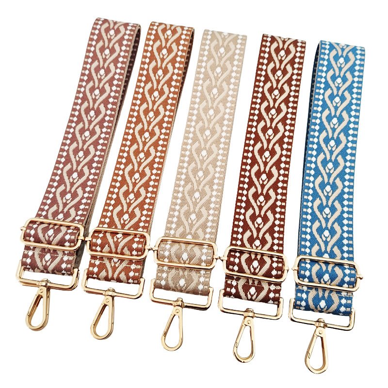 5CM Wide Women's bag shoulder strap ethnic style crossbody long belt Boho Jacquard Ribbon Floral Embroidery purse straps