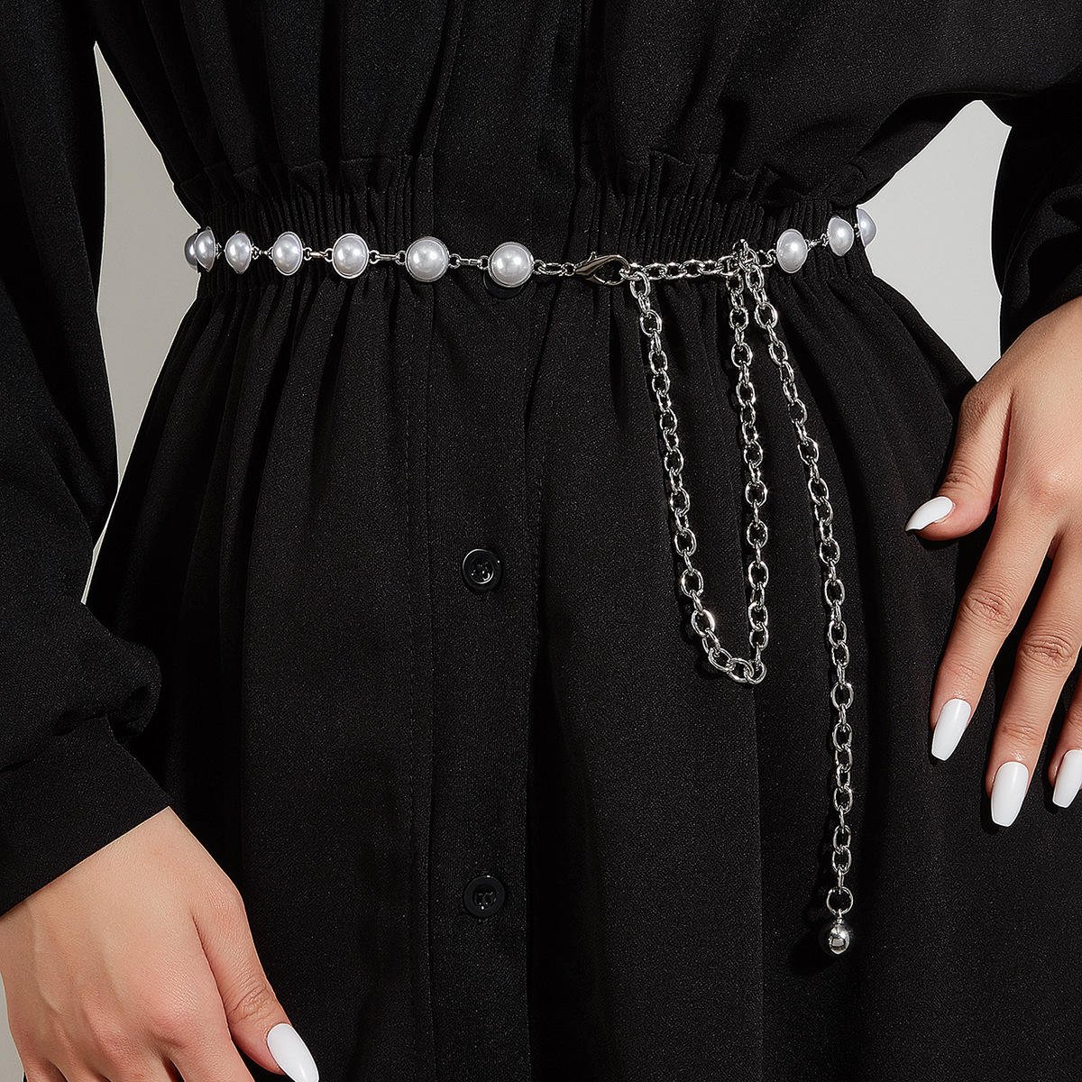 Women Waist Chain Accessories Suit Belt Female Pearl Chain Camellia Decorative Waist Ins Fashionable Belt