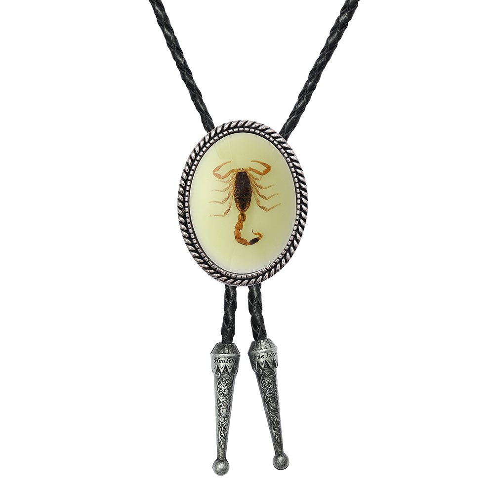 2024 hot sale natural bolo tie gold with green stone Western Handmade Genuine Leather Bolo Tie for men and women