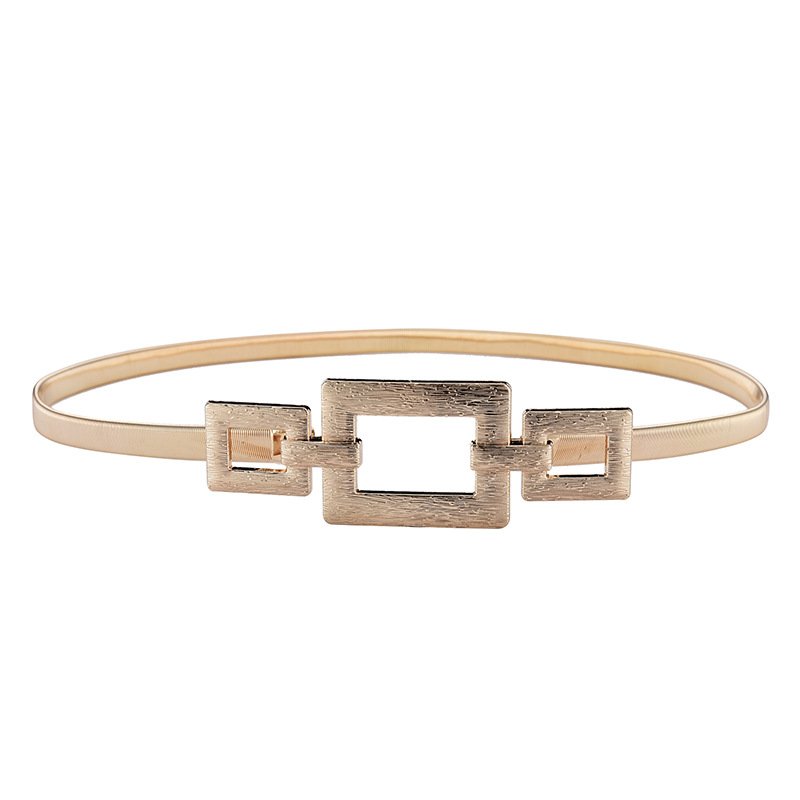 Women's Stylish Metal Leaf Stretchy Elastic Belts Dress Belt Waist Metal Chain Belt