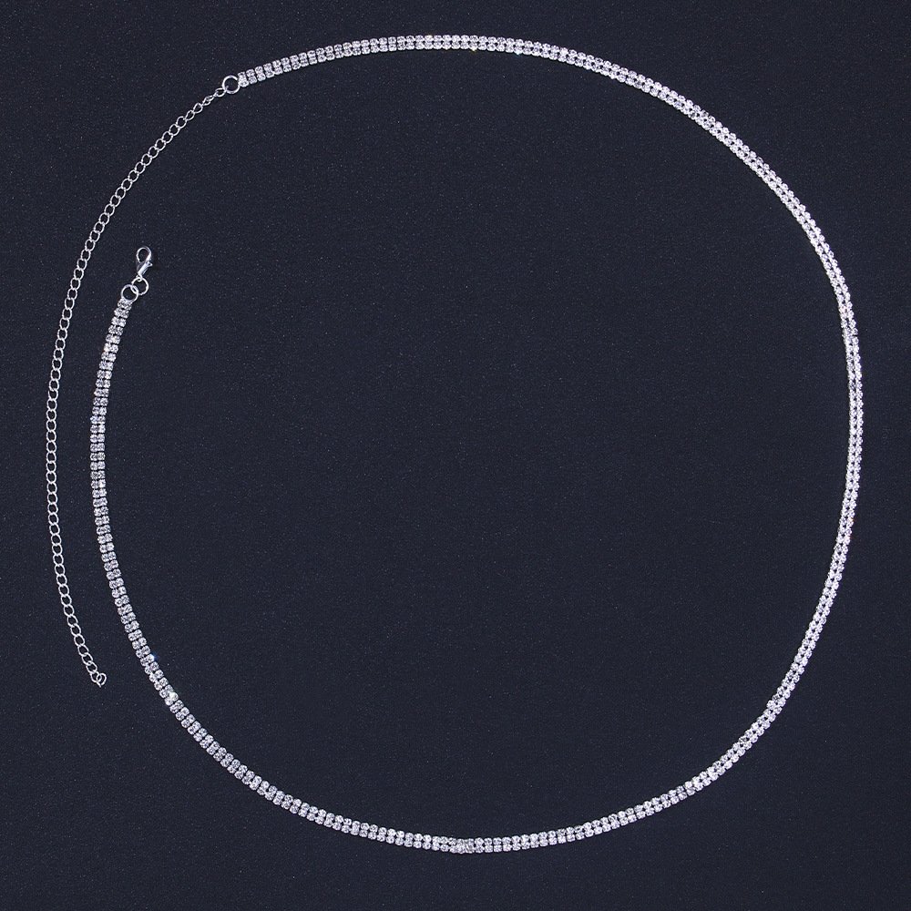Sexy Shiny Rhinestone Waist Chain Double layered Bikini Beach Pendant Belly Chain Women Fashion Body Chain Jewelry Accessories