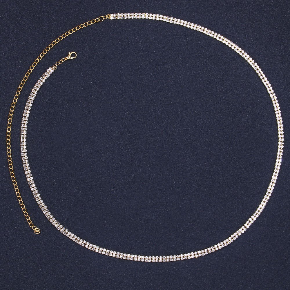 Sexy Shiny Rhinestone Waist Chain Double layered Bikini Beach Pendant Belly Chain Women Fashion Body Chain Jewelry Accessories