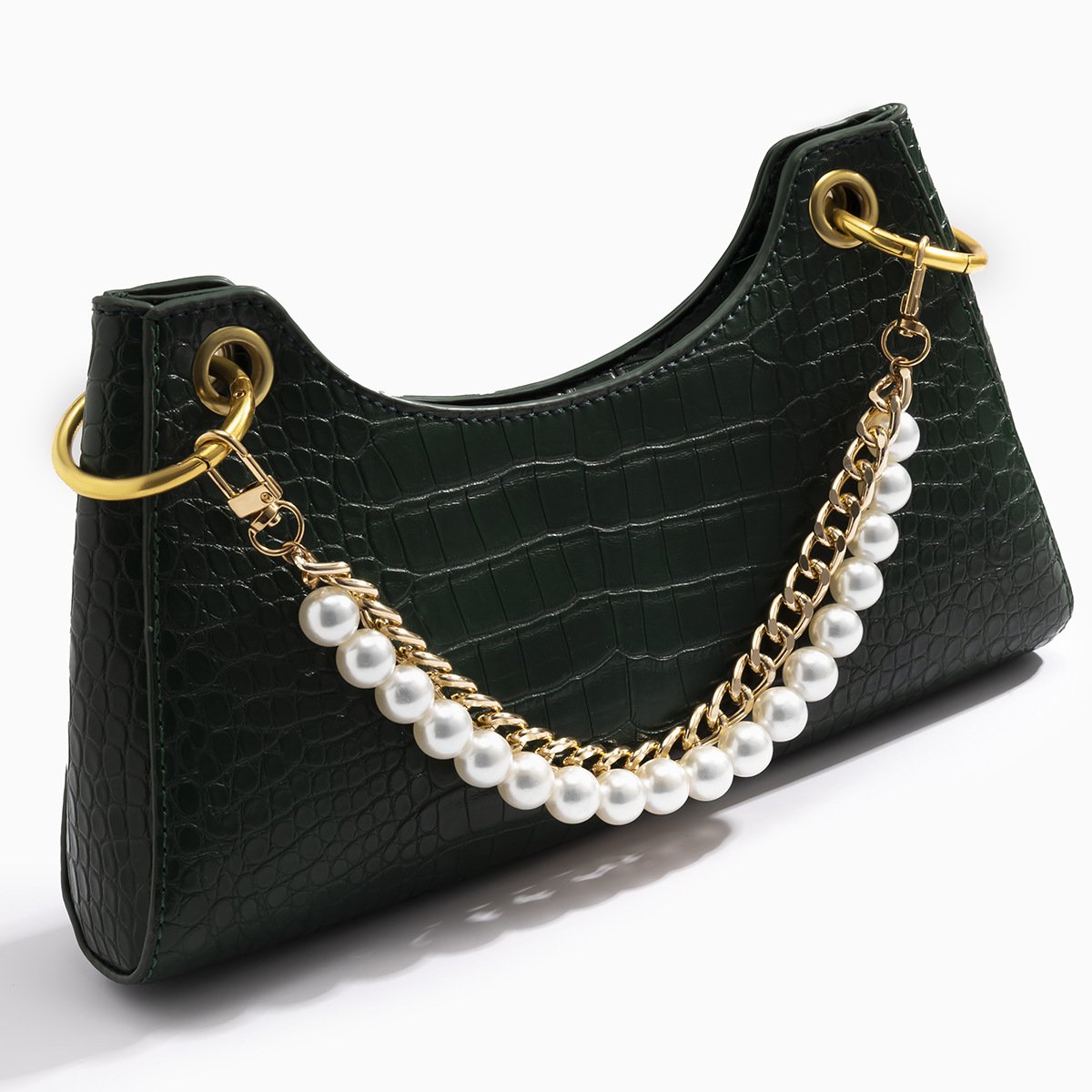 REWIN Trendy Gold Silver 24cm Alloy and Pearl Metal Handbag Purse Wrist Chain for Women Bag Decoration Accessories