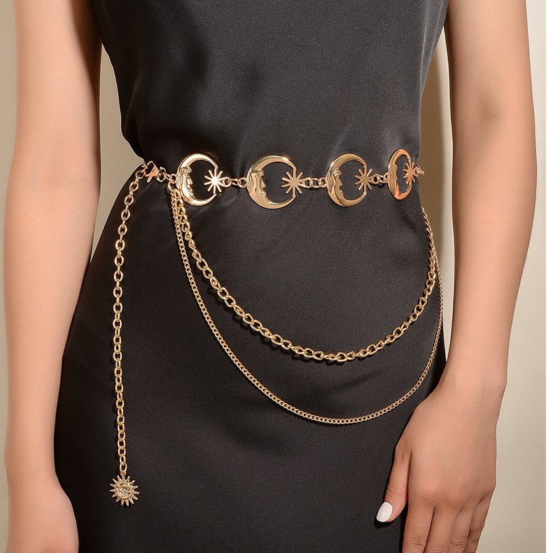 Ladies Vintage All-match Hip Hop Style Punk Waist Chain Dress Women Belt Sun Waistband