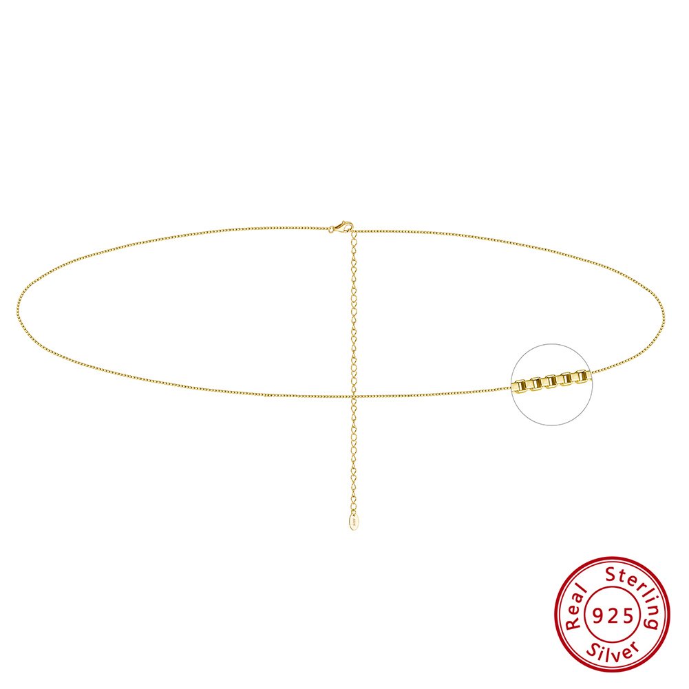 RINNTIN CW02 Women Gold Body Belly Chain Waist Adjustable 925 Silver Sexy Belly Box Chain Jewelry Manufacturer Joyas Wholesale