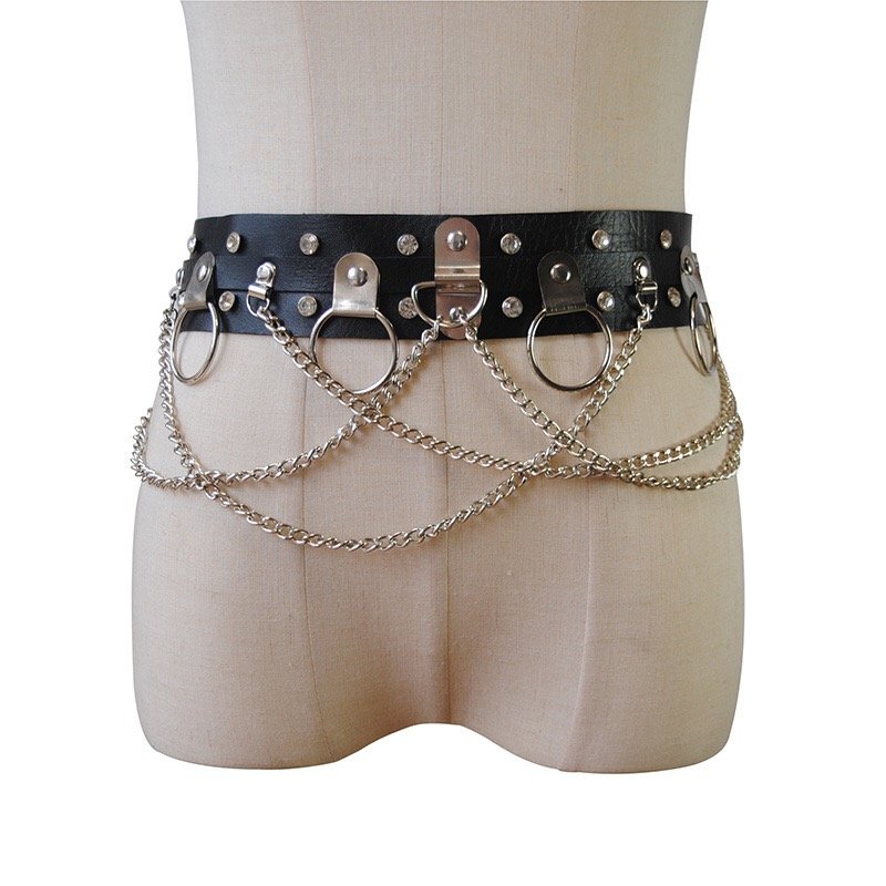 2024 New Trending Women Fashion Jewelry Body Belts Punk Personality Alloy Gothic Style Body Chain Jewelry Waist Chain