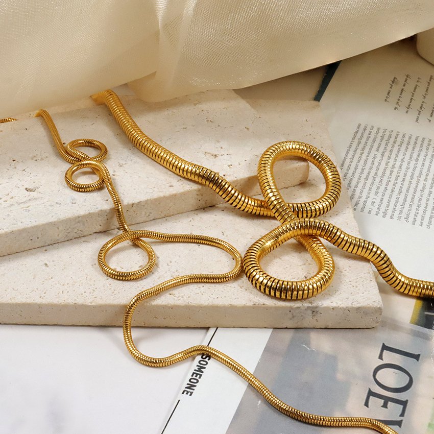 18k Pvd Gold Plated Jewelry Snake Chain Necklace Soft 4mm Round Snake Chain Necklace Accessories Custom Fine Jewelry Necklaces