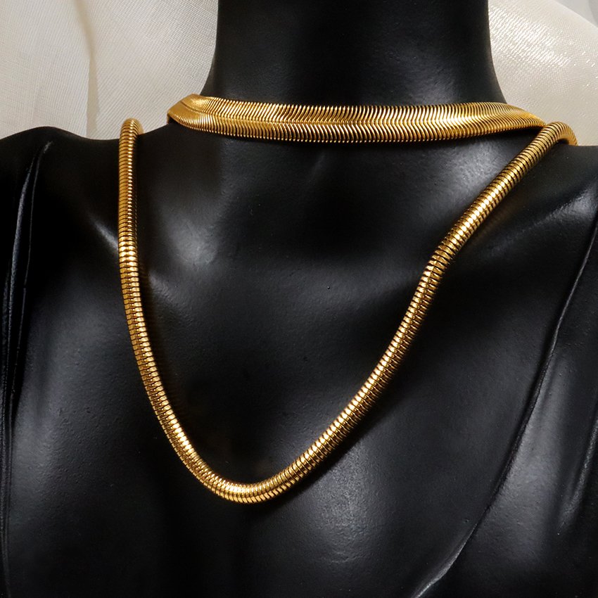 18k Pvd Gold Plated Jewelry Snake Chain Necklace Soft 4mm Round Snake Chain Necklace Accessories Custom Fine Jewelry Necklaces