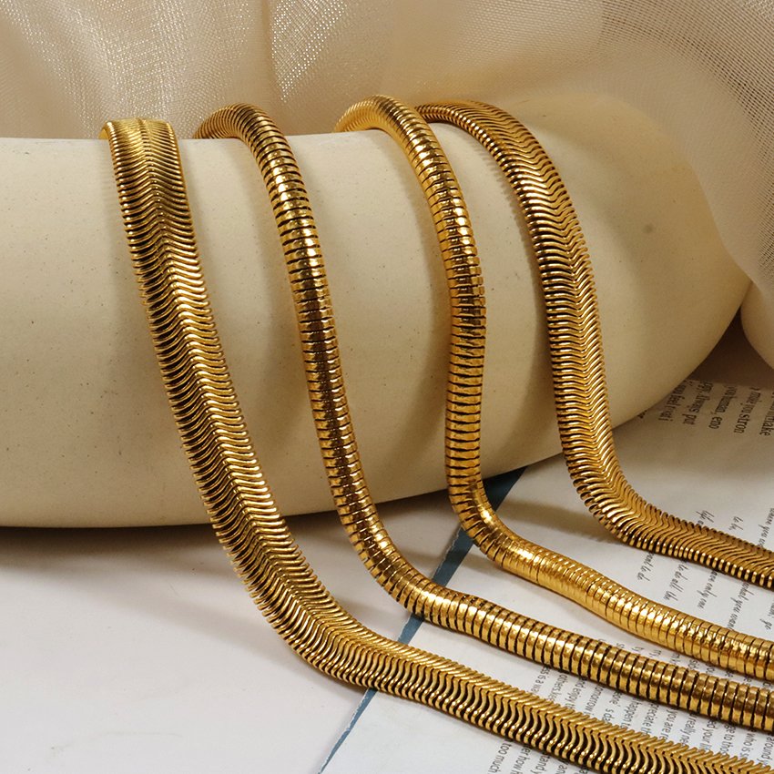 18k Pvd Gold Plated Jewelry Snake Chain Necklace Soft 4mm Round Snake Chain Necklace Accessories Custom Fine Jewelry Necklaces