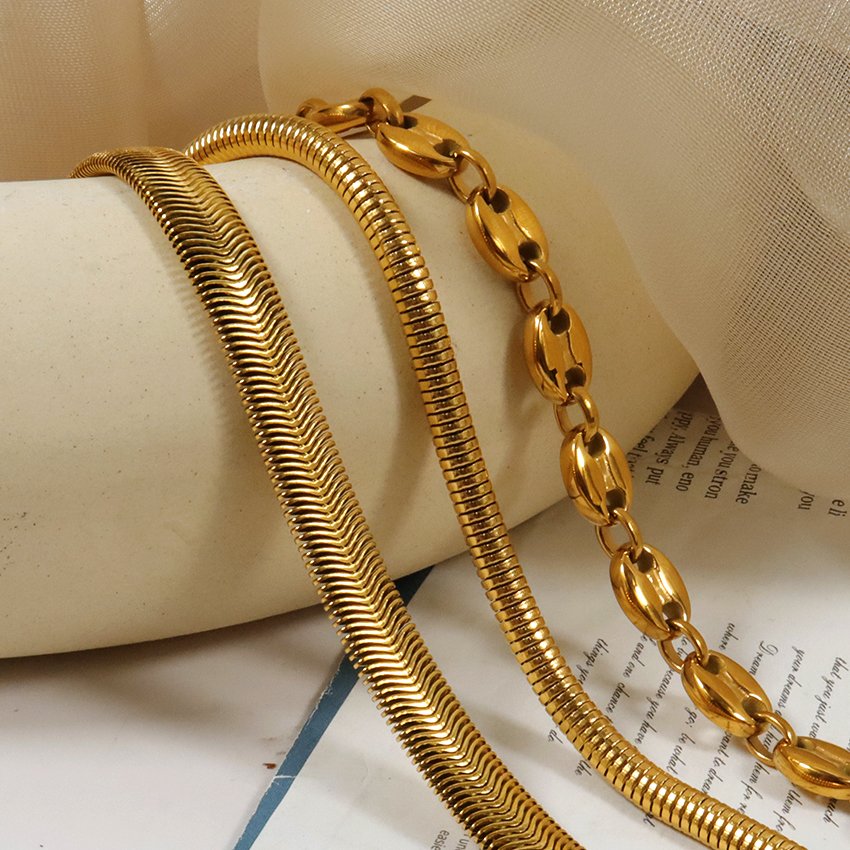 18k Pvd Gold Plated Jewelry Snake Chain Necklace Soft 4mm Round Snake Chain Necklace Accessories Custom Fine Jewelry Necklaces