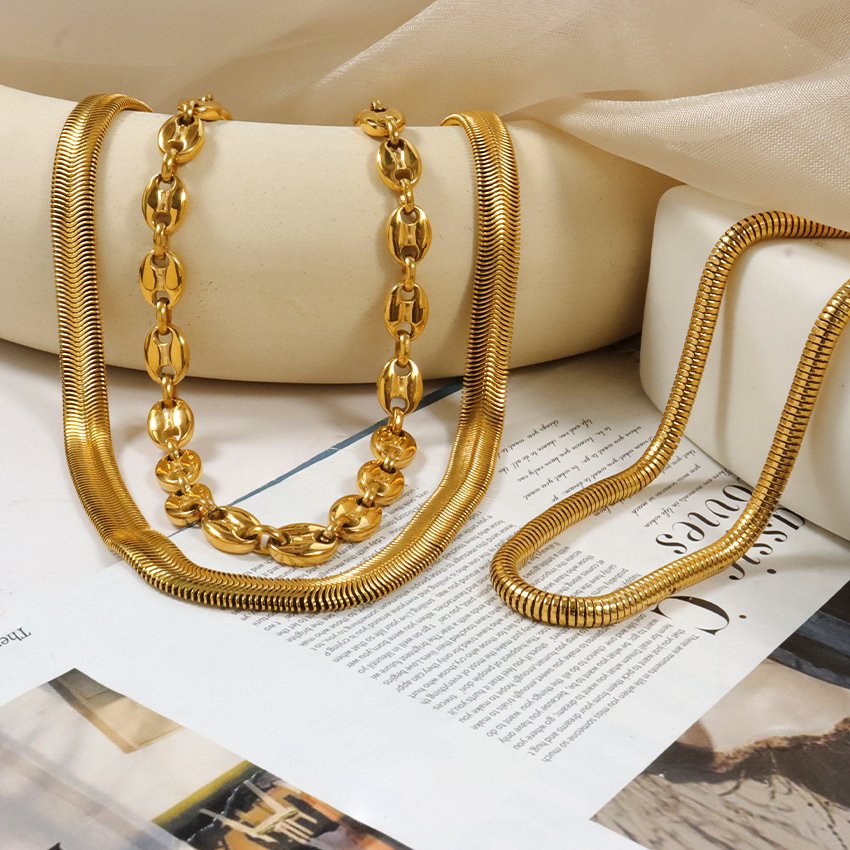 18k Pvd Gold Plated Jewelry Snake Chain Necklace Soft 4mm Round Snake Chain Necklace Accessories Custom Fine Jewelry Necklaces