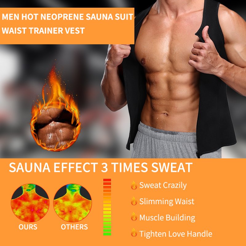 Men Body Shaper Waist Trainer Sauna Suit Sweat Vest Slimming Underwear Weight Loss Shirt Fat Burner Workout Tank Tops Shapewear