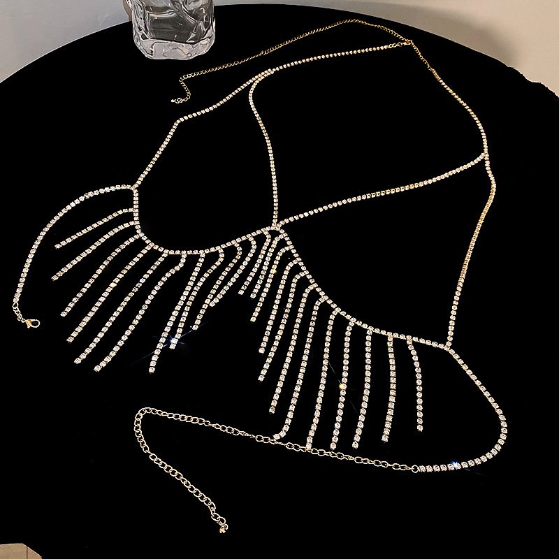 2023 Factory Wholesale Sexy Body Jewelry Dress Rhinestone Body Chain Bra Chain For Women Girls