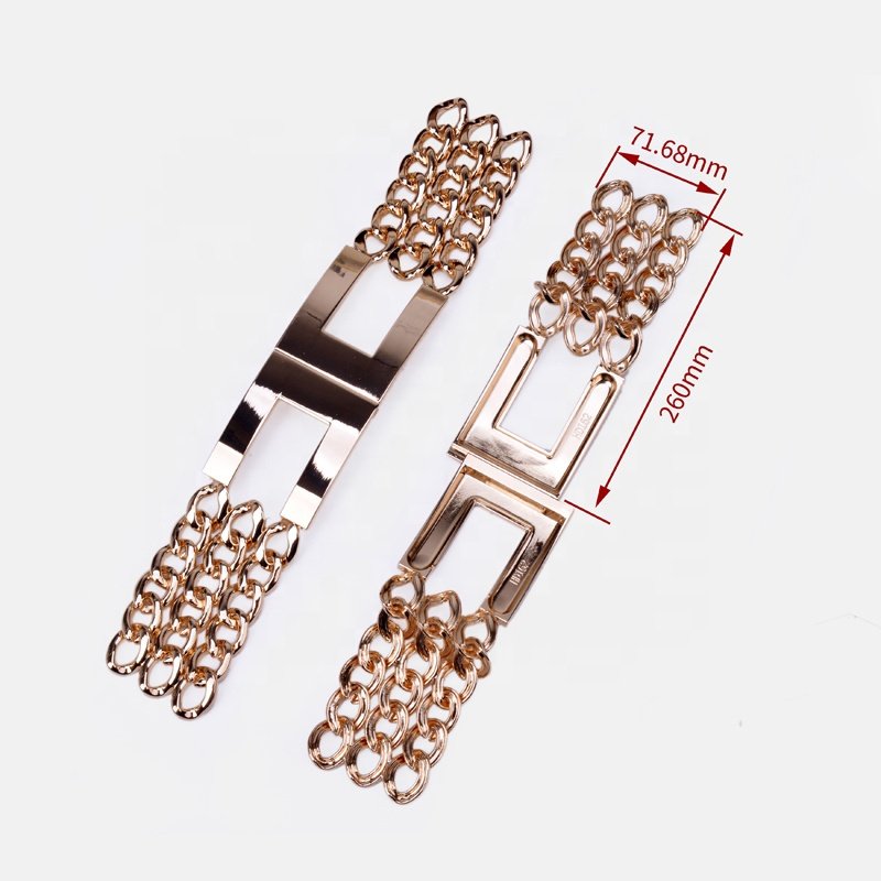 new design fashion custom zinc alloy metal chain belt buckle for lady corset elastic belt