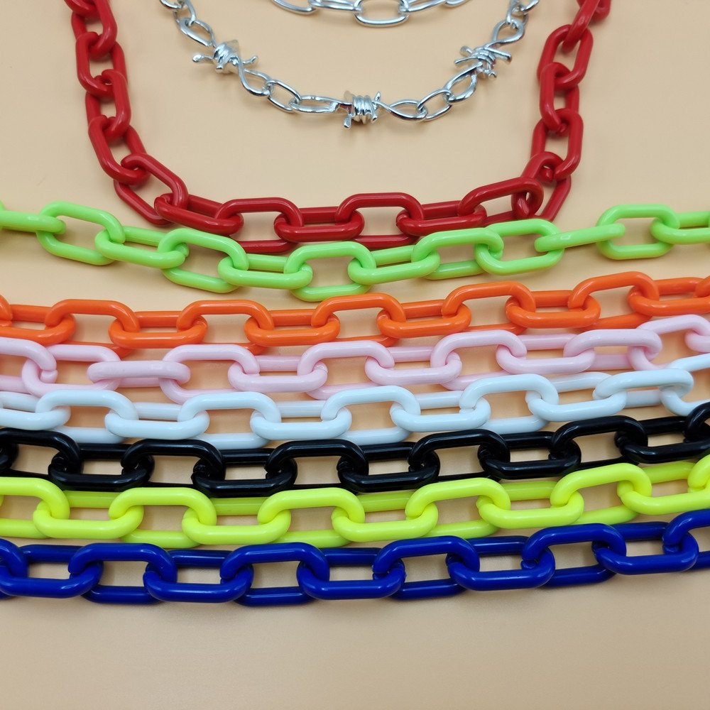 REWIN Hip Hop Layered Acrylic Saucer Man Keychains Jean Trouser Pants Chain Rock Goth Pocket Wallet Chain for Body Accessories