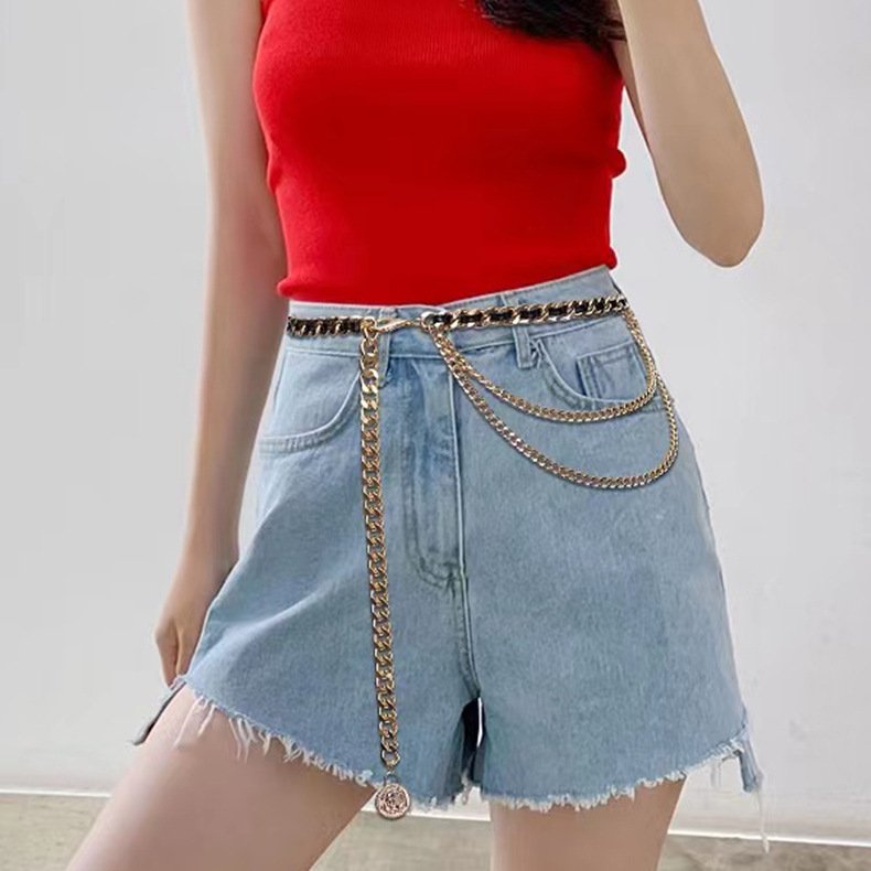 Waist Chain Women's Multi-layer Flannel With Dress Suit Metal Woven Decoration Body