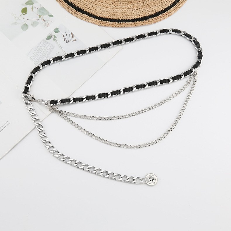 Waist Chain Women's Multi-layer Flannel With Dress Suit Metal Woven Decoration Body