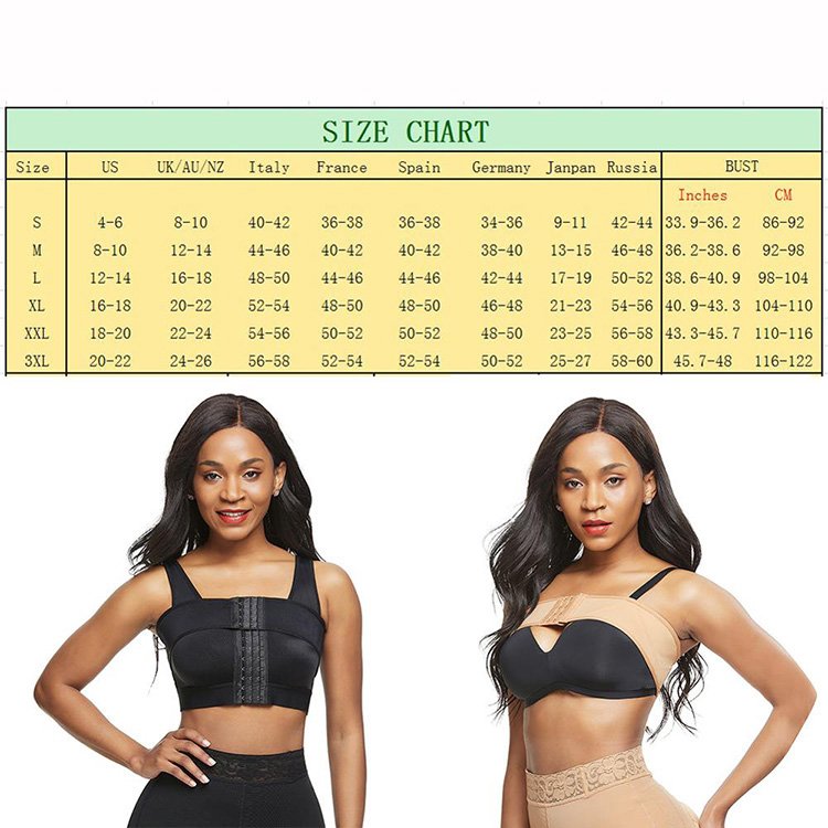HEXIN Skin Front Middle Hooks Chest Compression Post Sugery Bra Women Plus Size Shapewear