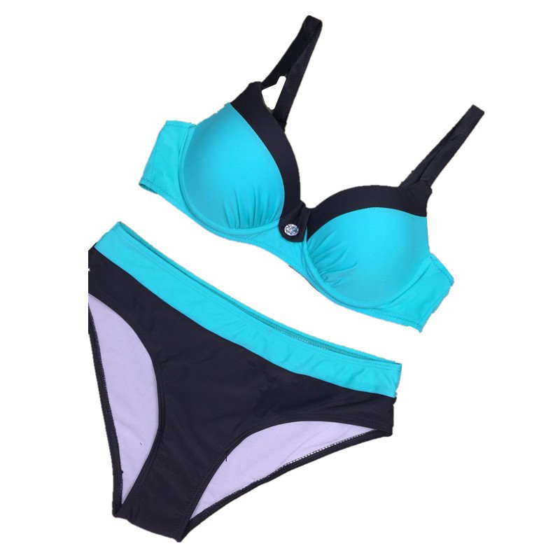 Plus-size comfort bikini plus Fat women's Bikini sexy backless solid color beach swimsuit