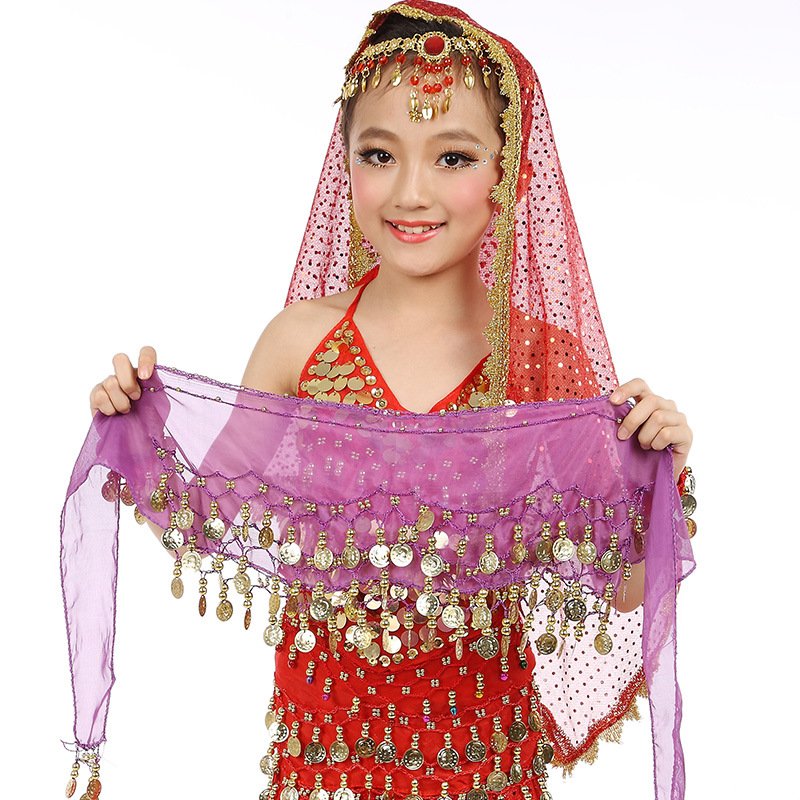 Kids Belts Fashion Children's Belly Dance Belt Children's Indian Dance Triple Performance Waist Chain Belts