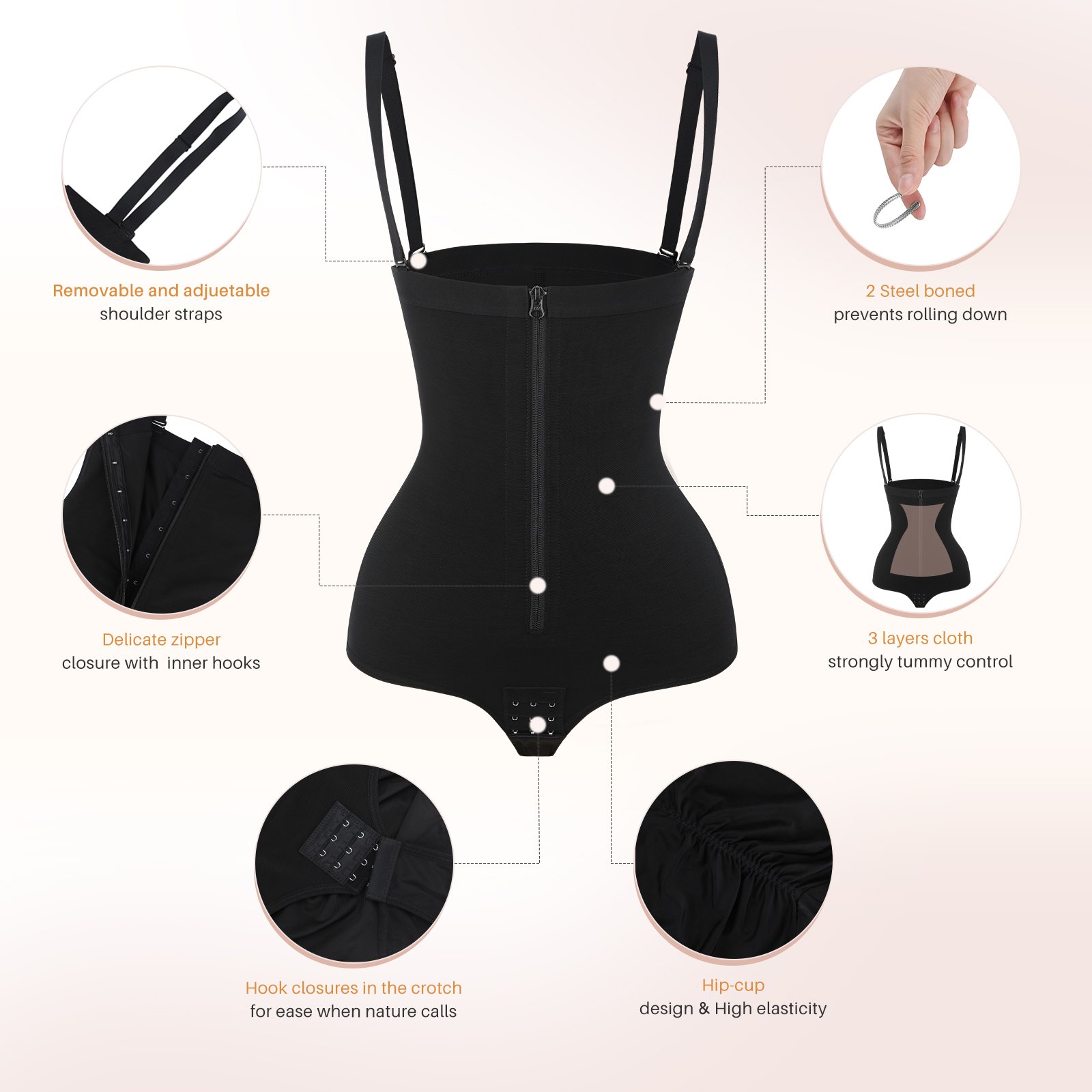 HEXIN Custom Service Women Full Body Shaper Enhancer Butt Lifter Bodysuit Steel Boned Body Shaper