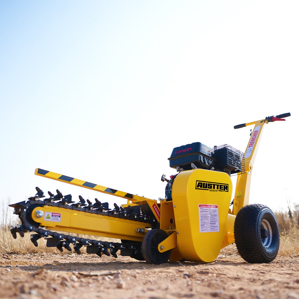 AUSTTER Briggs&Stratton /Ducar /Lifan /Loncin 15HP Gasoline Engine Rock Digger Small Chain Walking Mini Trencher