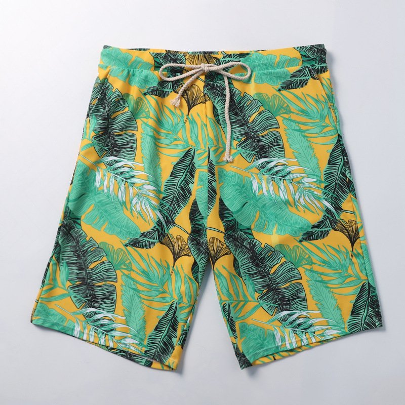 Hot Couples Swimwear Ruffle-Sleeve Two-Piece Tropical Plant Printed Bathing Suit And Swim Trunks For Couple