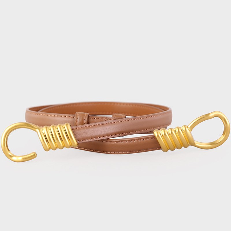 Belt For Women Versatile Genuine Leather Thin Waistband Decoration With Dress Waist