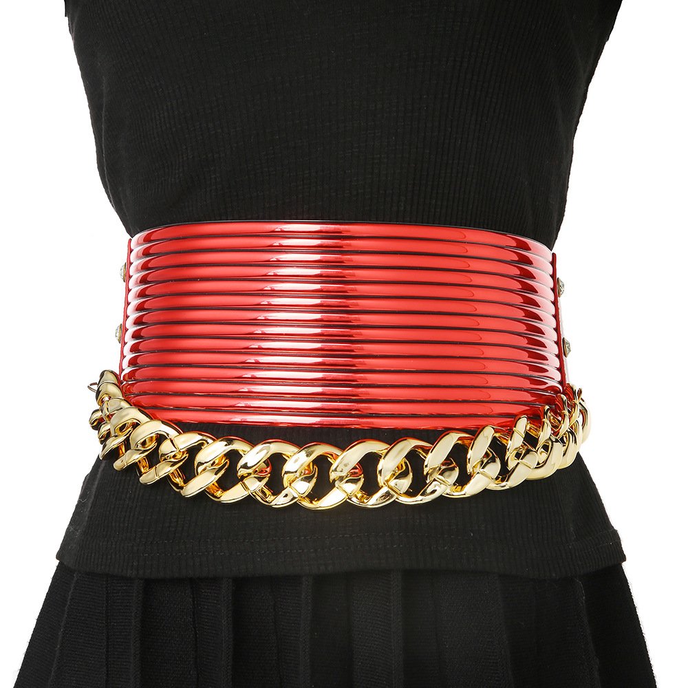 Fashion Personality Europe and the United States exaggerated chain belt PVC waist seal waist chain For Women