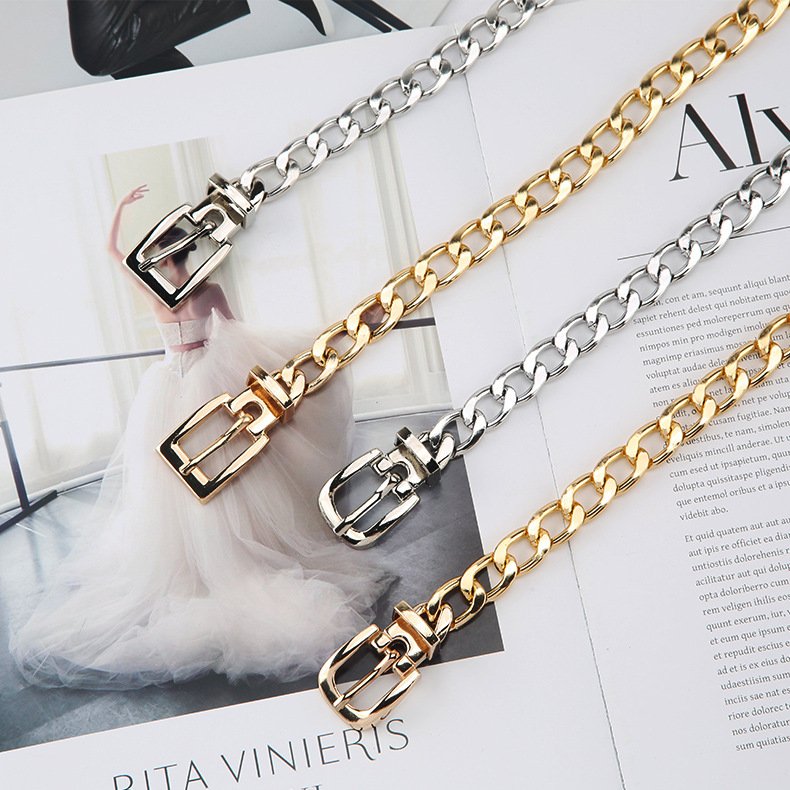 Wholesale Fashion Belt Accessories Alloy Metal Strap Chain For Belt Silver Fashion Designer Chain Belt For Women