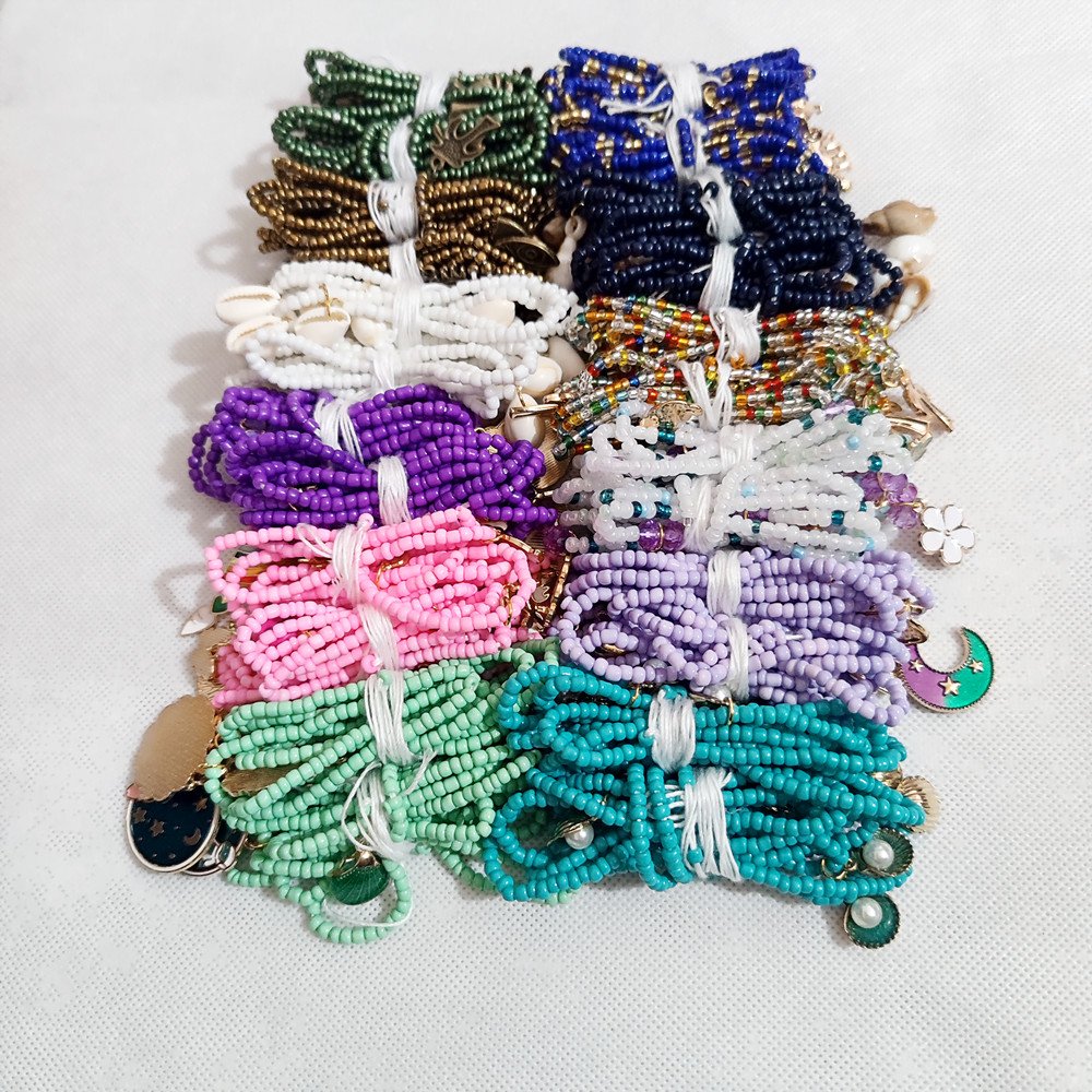 Wholesale waist beads extra large cotton lace up body chain belt alloy amulet corset beads