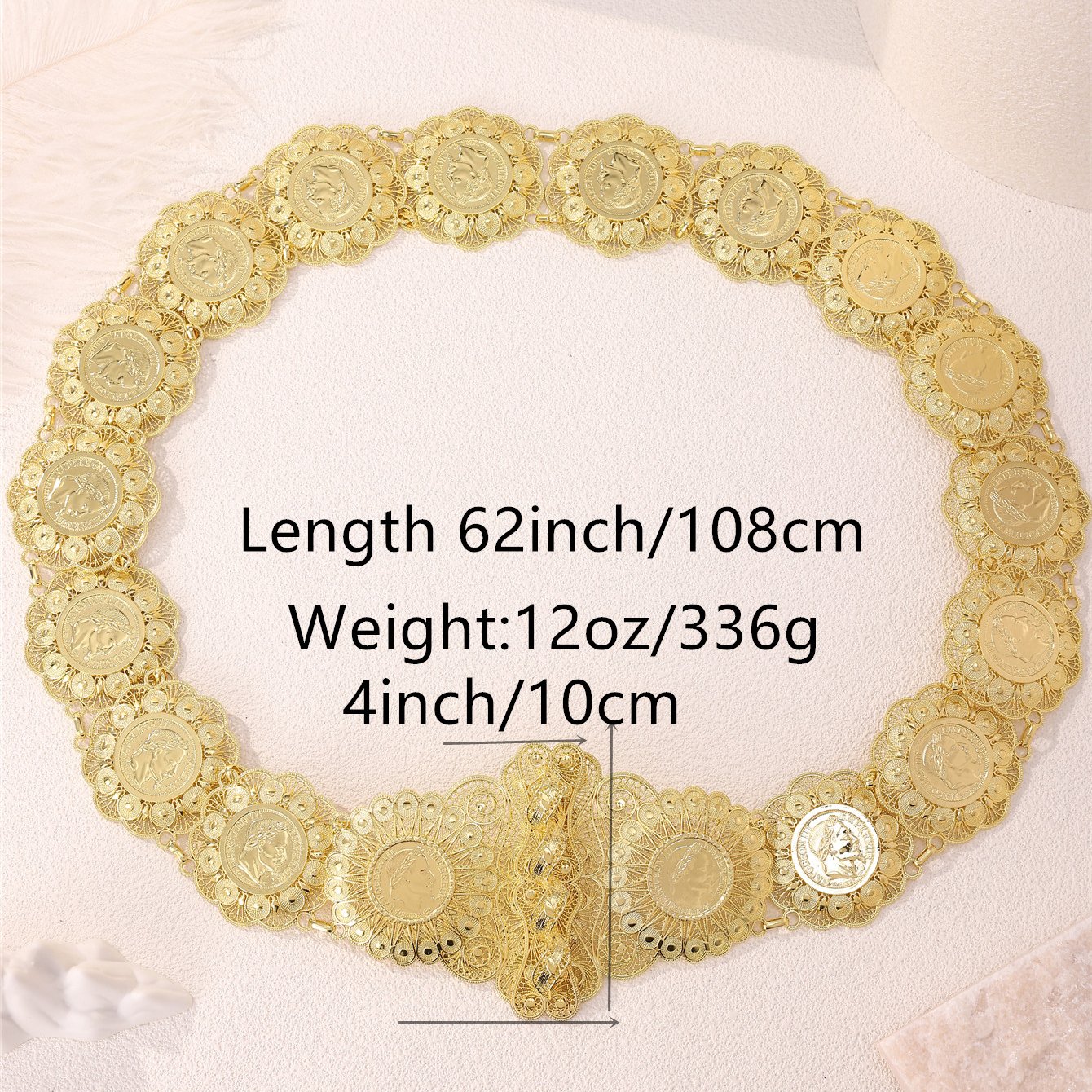 Algerian Style Cutout Metal Flower Belt Napoleon III Pattern Women Festival Wedding Special Alloy Waist Chain