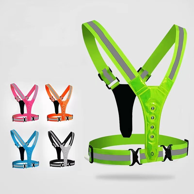 Hot Outdoor Hi Vis Night Running Cycling Led Vest Belt Adjustable LED Flashing Safety Reflective Vest