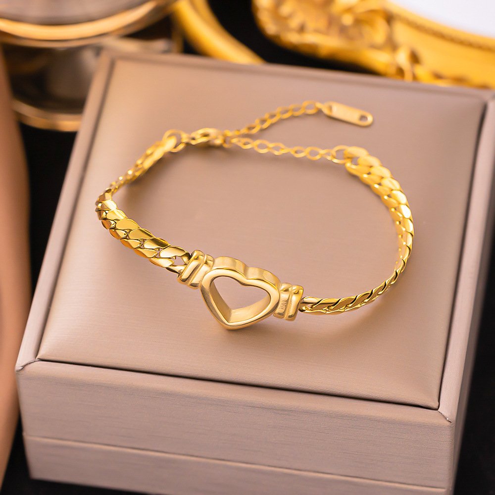Wholesale Fashion 18K gold stainless steel Butterfly Heart Belt Twist Multilayer Chain Bracelet For Women Jewelry Party Gifts