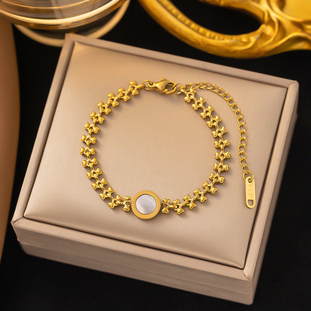 Wholesale Fashion 18K gold stainless steel Butterfly Heart Belt Twist Multilayer Chain Bracelet For Women Jewelry Party Gifts