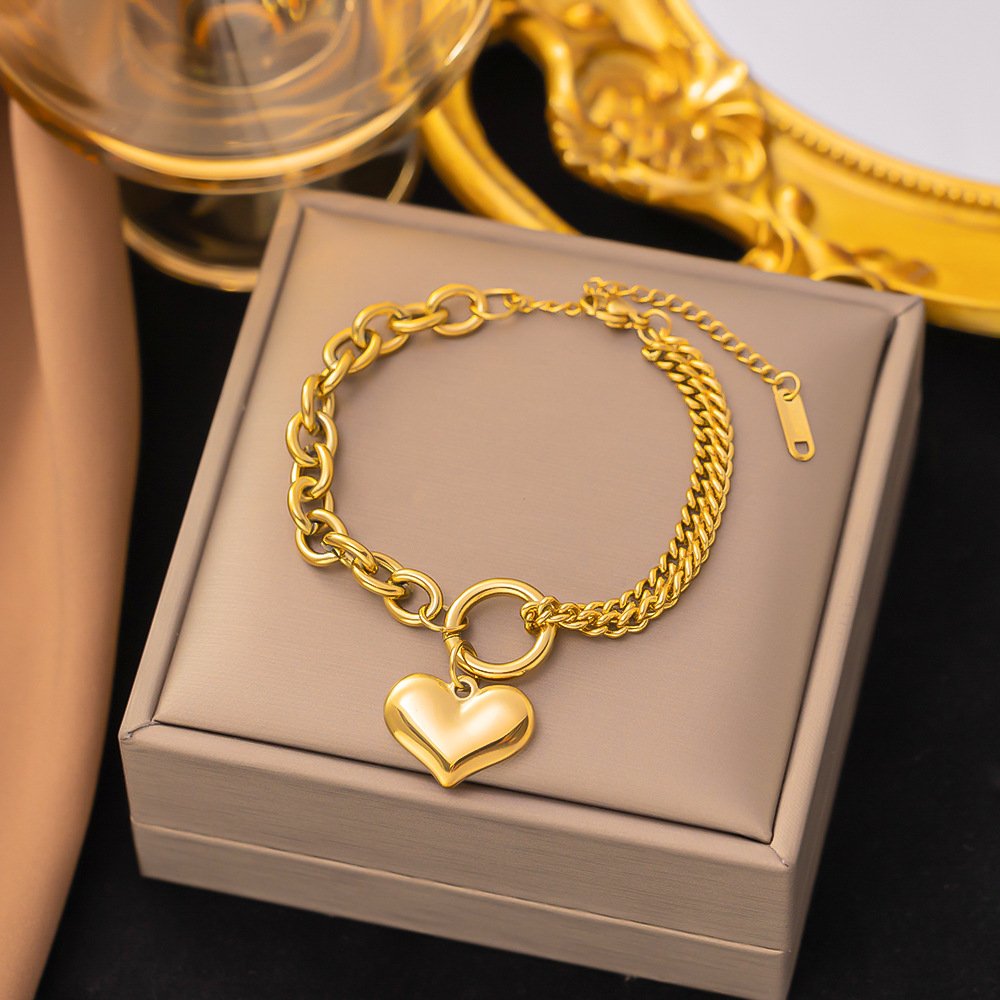 Wholesale Fashion 18K gold stainless steel Butterfly Heart Belt Twist Multilayer Chain Bracelet For Women Jewelry Party Gifts