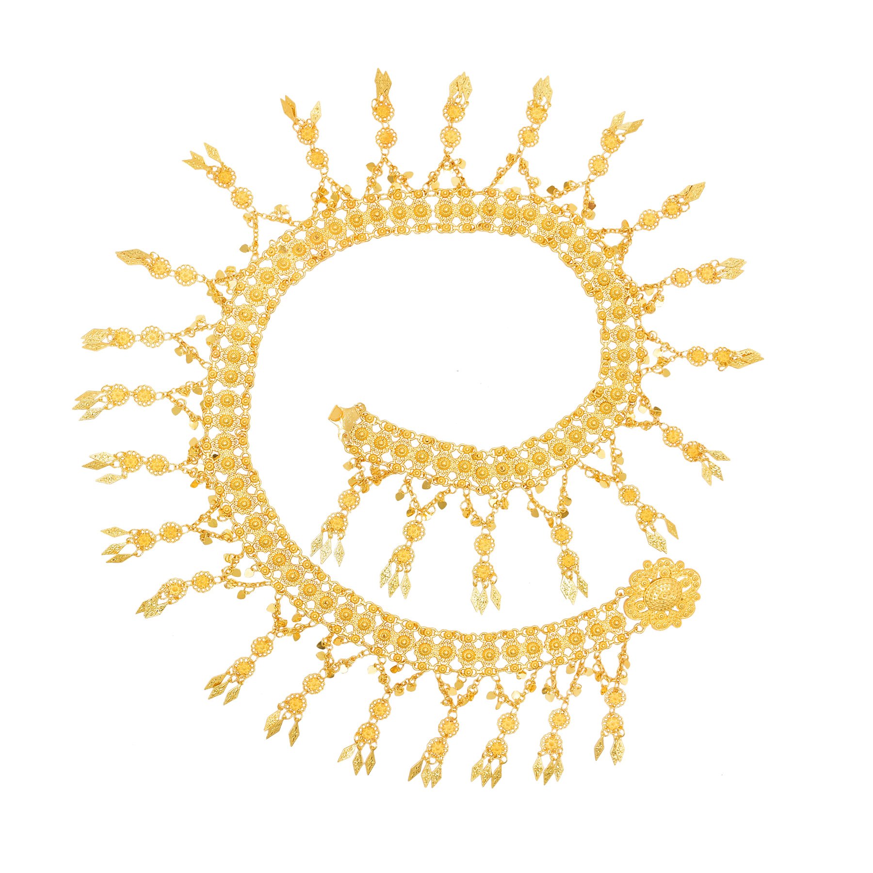 Fashion Ethnic Gold Plated Hollowed Flower Drop Belt Waist Belly Chains Women Dancing Belt