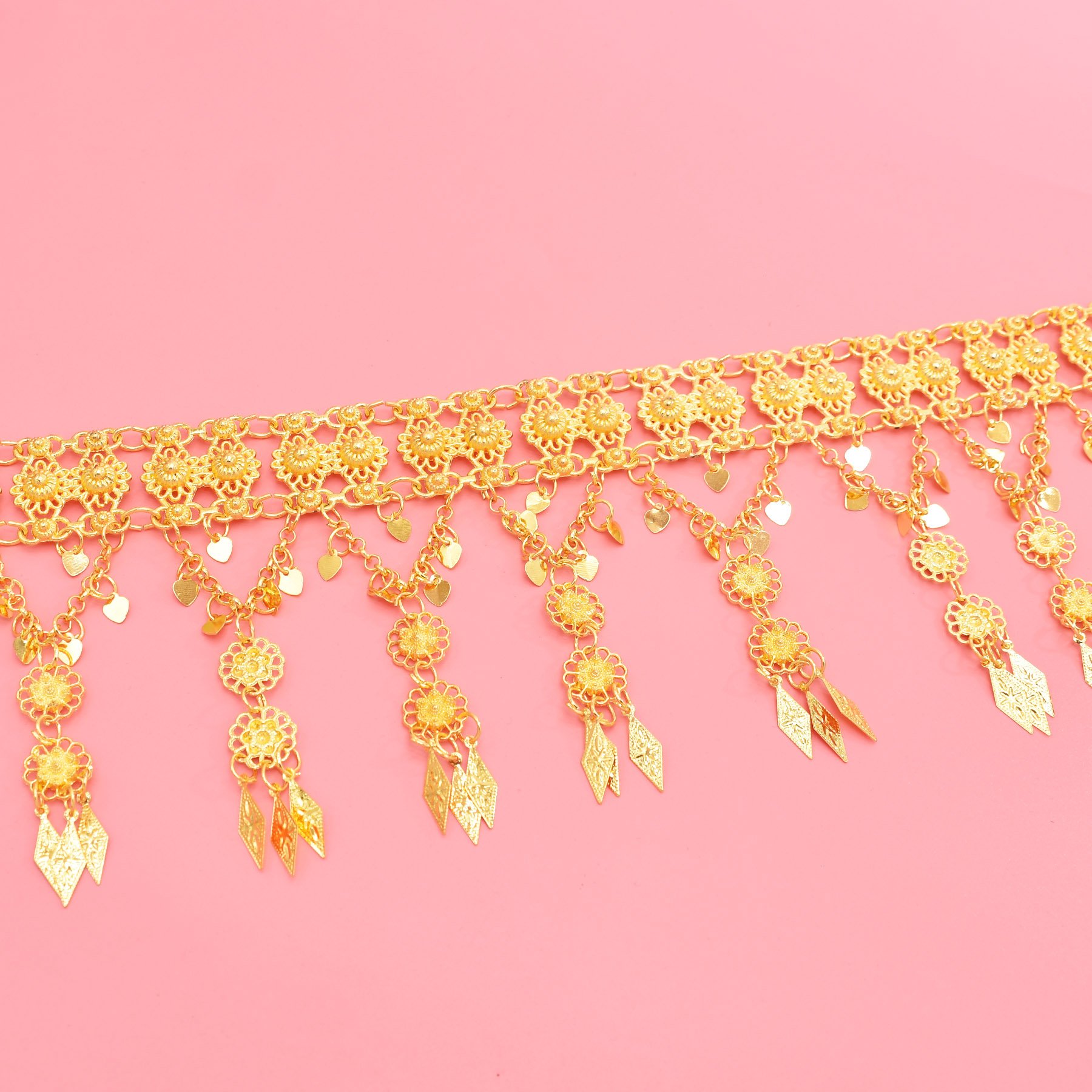 Fashion Ethnic Gold Plated Hollowed Flower Drop Belt Waist Belly Chains Women Dancing Belt