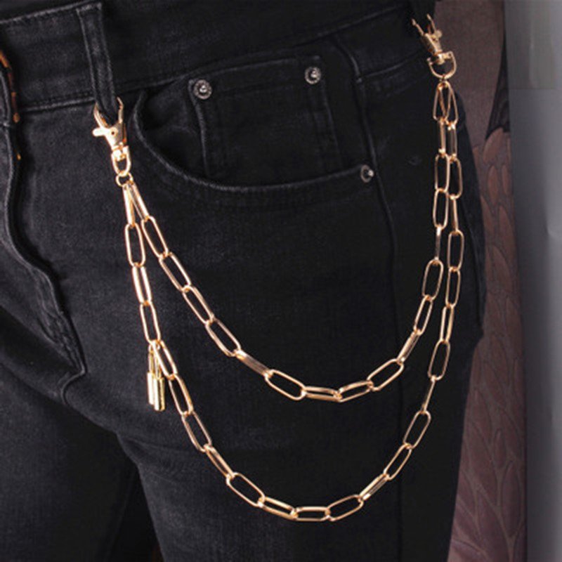 hot sells lock multi layer plated gold and silver waist chain belly chains fashionable design pant chain
