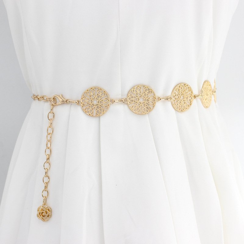 Wholesale Length Leaves Shape Women's Fashion Fancy Decorative Waist Metal Chain Band Belts