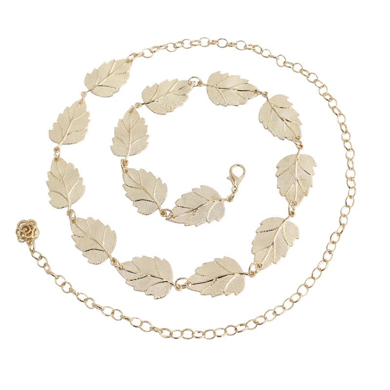 Wholesale Length Leaves Shape Women's Fashion Fancy Decorative Waist Metal Chain Band Belts