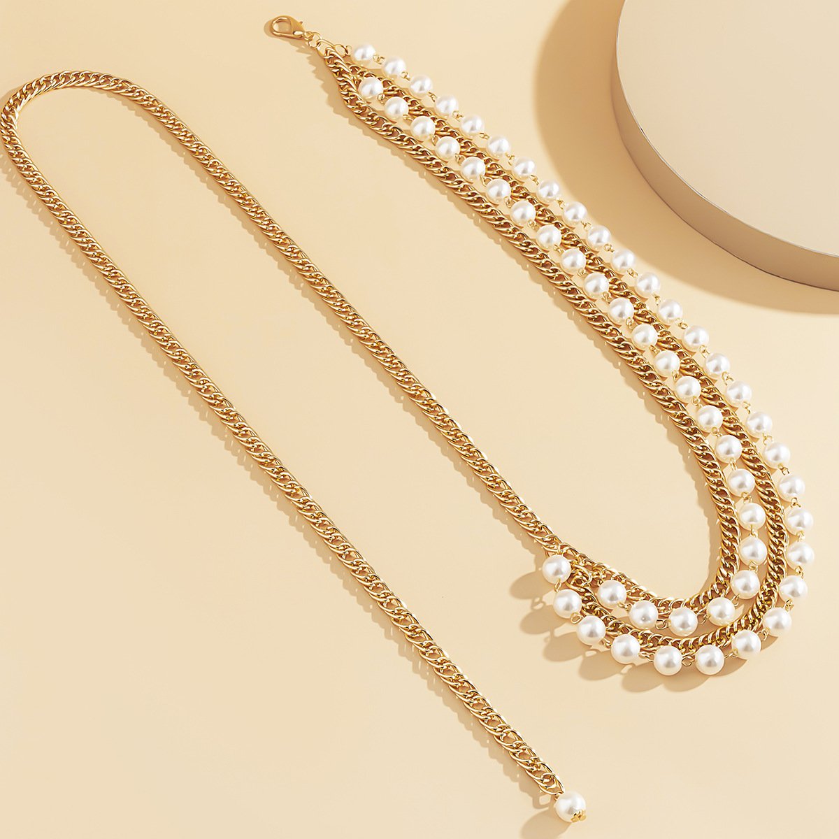 2023 New Pearl Body Chain Jewelry Hip Hop Waist Chain Women Gold Multilayer Ladies Dress Waist Chain Belt