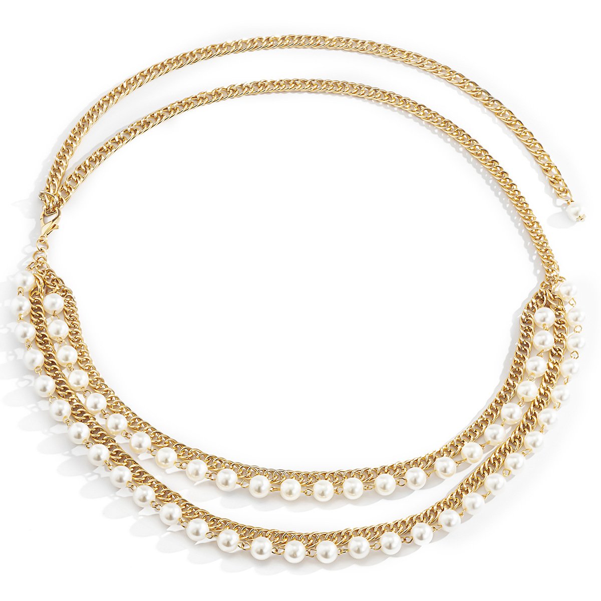 2023 New Pearl Body Chain Jewelry Hip Hop Waist Chain Women Gold Multilayer Ladies Dress Waist Chain Belt