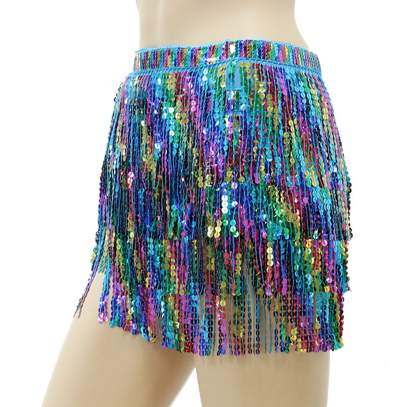 Wholesale Performance Belly dance sequin fringe hip scarf wrapped waist chain for women
