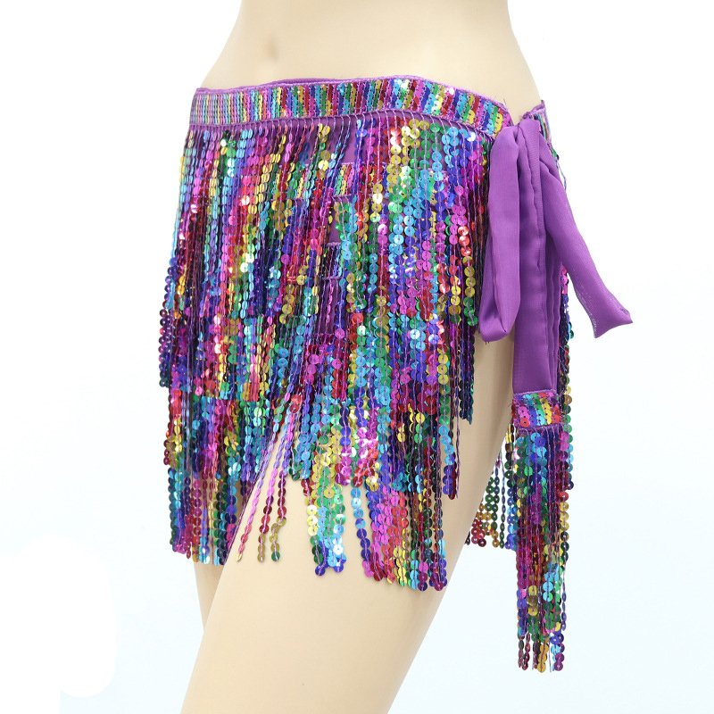 Wholesale Performance Belly dance sequin fringe hip scarf wrapped waist chain for women