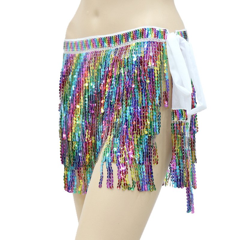 Wholesale Performance Belly dance sequin fringe hip scarf wrapped waist chain for women