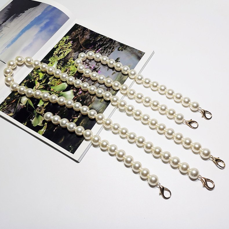 Custom High Quality 18mm Handmade Beaded Pearl Hand Bag Chain Strap Purse Clutch Handbag Handle Replacement