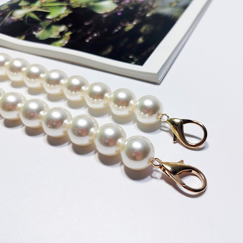 Custom High Quality 18mm Handmade Beaded Pearl Hand Bag Chain Strap Purse Clutch Handbag Handle Replacement